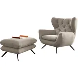 KAWOLA Sessel CHARME Hochlehnsessel Cord steingrau
