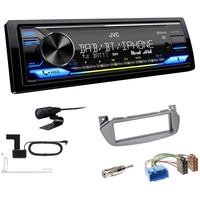 JVC KD-X472DBT 1-DIN Autoradio Bluetooth USB inkl DAB Antenne Einbauset passend für Suzuki Alto ab 2009 Silber