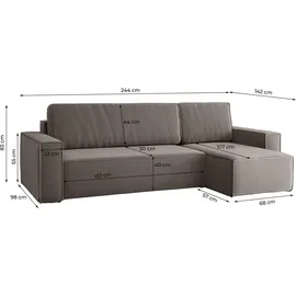 Fun Möbel Ecksofa Schlafsofa Sofa MARIS Stoff Grün Ottomane Links - Grün