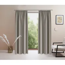 OTTO home Vorhang OTTO HOME "Raja, Gardinen mit Kräuselband, Vorhänge Wohnzimmer" Gr. 1, grau (taupe), B:140cm H:145cm, Polyester, Recyceltes Material, Gardinen, 2er-Set, Bestseller, einfarbig, modern, pflegeleicht, Mikrofaser
