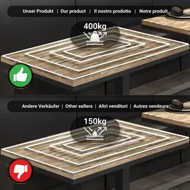 GGM Möbel MPY | Bistro Massiv Tisch | Rechteckig | 120 x 70 x 81 cm | Eiche / Schwarz
