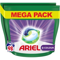 Ariel Waschmittel Pods All-in-1, Color Waschmittel, 98 Waschladungen (2x49), Fleckenentfernung selbst bei niedrigen Wassertemperaturen
