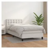 vidaXL Boxspringbett mit Matratze Weiß 90x200 cm Kunstleder