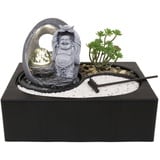 Kiom Zimmerbrunnen Tischbrunnen Zen Garten ZenGarden LietoBuddha Led, 28.8 cm Breite grau