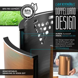 Arendo - Wasserkocher mit Toaster und Eierkocher SET Edelstahl Kupfer Wasserkocher 1,5L 40° - 100°C, Toaster 2 Scheiben LED-Display 6 Bräunungsgrade