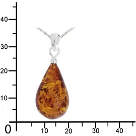 Ostsee-Schmuck Kette mit Anhänger Tropfen Silber/Bernstein