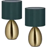 Relaxdays Nachttischlampe Grün 2 St.