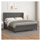 vidaXL Boxspringbett mit Matratze Grau 180x200 cm Kunstleder