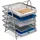 Relaxdays Dokumentenablage, Papierablage für A4 Formate, 4 Fächer, 37,5 x 30 x 35 cm, Mesh-Design, Büro-Ablage, Silber