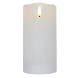 StarTrading LED Kerze Rustik Optik Echtwachs flackernde Flamme H: 15cm Timer Batterie weiß
