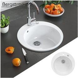 BERGSTRÖM Keramik Spüle VALENCIA Beschichtet Küche Einbauspüle Spülbecken Weiß