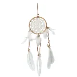 Saraswati Traumfänger Rattan mit Netz gehäkelt, weiß 12cm