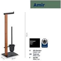 Kela Toilettengarnitur AMIR Metall schwarz / Bambus 70 cm