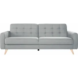 exxpo - sofa fashion 3-Sitzer EXXPO - SOFA FASHION "Nappa, Schlafsofa, bequem, zeitloses Design, L-Form", grau (hellgrau), B:222cm H:87cm T:78cm, Struktur ( 100% Polyester), Sofas, tolle Detailverarbeitung, mit Bettfunktion und Bettkasten