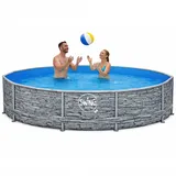 HAF Metal Frame Pool Aufstellpool Schwimmbecken Rund Steinoptik 305 x 76cm