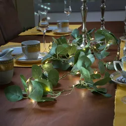 LED Lichterkette Eukalyptus Batteriebetrieb Timer grüne Blätter Tischdeko