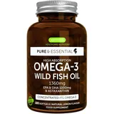 Igennus Healthcare Nutrition Ultra pures Omega 3 Fischöl Konzentrat mit Astaxanthin, 1000mg EPA DHA Fettsäuren, höchst absorbierendes Wildfischöl in Triglycerid-Form, 180 Kapseln, von Igennus