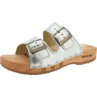 woody Damen Maxima Clog Pantolette, Silver, Numeric_36 EU