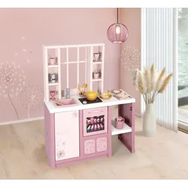 Smoby Spielküche Fleur – Kinderküche im modernen Loft-Stil mit Kochfeld, Ofen, Kühlschrank & 27 Zubehörteilen, für Kinder ab 3 Jahren