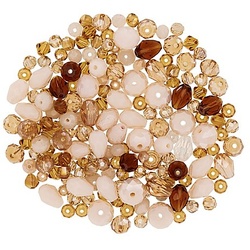 Facettierte Glasperlen, beige, 3–9 mm, 25 g