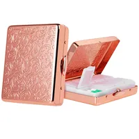 Tablettenbox 7 Tage 8 Fächer, Reise Metall Pillenbox.BPA-freier Tragbarer Pillenbox für Medikamenten (Rosa, Mittel)