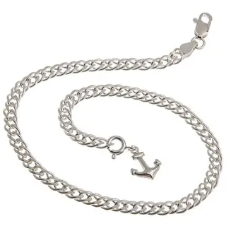 Silberkettenstore Fußkette Fußkette Zwillingspanzer 4,5mm mit kleinem Anker - 925 Silber, 30cm silberfarben 30cm