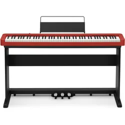 Digitalpiano CASIO "CDP-S160RD", rot (rot, schwarz), Tasteninstrumente, B/H: 132cm x 75cm, mit Stativ und Pedaleinheit, B:132cm H:75cm