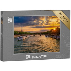 puzzleYOU Puzzle Sonnenuntergang über der Seine in Paris, 500 Puzzleteile, puzzleYOU-Kollektionen Seine