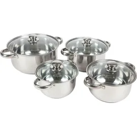 Buri Edelstahl Kochtopfset 12-tlg. 4 x Kochtopf + Stielkasserolle + Pfanne