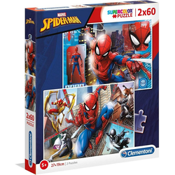 Clementoni® Steckpuzzle Supercolor Puzzle Set - Spiderman (2 x 60 Teile), 60 Puzzleteile weiß