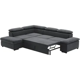 sit&more Ecksofa SIT & MORE "Alcudia L-Form", grau (dunkelgrau), B:272cm H:73cm T:226cm, 98% Polyester, 2% Polyamid, Sofas, Ecksofa, mit Armteilverstellung, optional Kopfteilverstellung und Bettfunktion