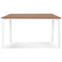 Kadima Design Arbeitstisch Holz & Metall  160x160 cm  Meeting Robust Stilvoll  Braun-Weiß  Bürotisch
