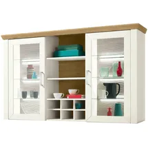 Set One by Musterring Aufsatzschrank "York", weiß (weiß, eiche), B:184cm H:112cm T:42cm, SET ONE BY MUSTERRING, Schränke, Typ 24, Glastüren und Flaschenregal, Beleuchtung optional, B 184 cm