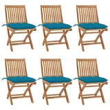 vidaXL Klappbare Gartenstühle mit Kissen 58 x 58 x 88 cm blau/türkis 6 St.