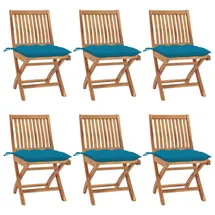 vidaXL Klappbare Gartenstühle mit Kissen 58 x 58 x 88 cm blau/türkis 6 St.