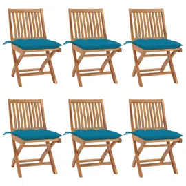 vidaXL Klappbare Gartenstühle mit Kissen 58 x 58 x 88 cm blau/türkis 6 St.