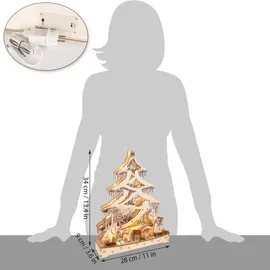 Brubaker 3D Lichterbogen - LED Schwibbogen - Tannenbaum Wald - Weihnachtsbeleuchtung Holz - 34 x 28 x 9 cm - Handbemalte Weihnachtsdeko - Braun/Weiß