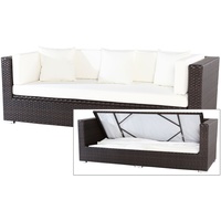 OUTFLEXX 3-Sitzer Sofa, braun, Polyrattan,210x85x70cm, inkl. Polster + wasserfeste Kissenbox