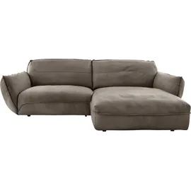 BeType Ecksofa "Be Type Be Chilled, Mega Sofa, Bezug: hochwertiges Anilinleder, L-Form", grau (steel), B:280cm H:85cm T:180cm, AnilinLEDER Pallino gewachst (echtes Rindsleder) Das von südamerikanischen Rindern stammende Anilinleder wird in Fässern gefärbt.