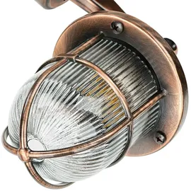 Licht-Erlebnisse - Außenwandlampe in Kupfer antik E27 Glas Messing Maritim Außenleuchte