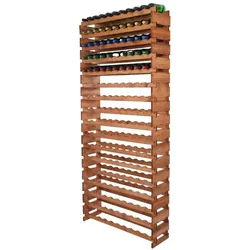 Proregal Weinregal VINOTECA FLEX PRO | HxBxT 233x103x28cm | 170 Flaschen auf 17 Ebenen | Massives Kiefernholz | Braun geölt