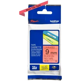 Brother TZe-421 laminiert schwarz auf rot 0,9cm x 8m