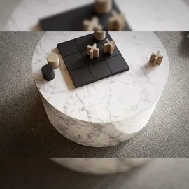 FineBuy Couchtisch MONOBLOC 60x60x30 cm Wohnzimmertisch Rund Lounge Sofatisch Kaffeetisch Modern Weiß