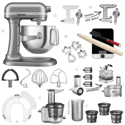 KitchenAid Artisan 6,6L 5KSM70SHX Mega-Winter-Set Kontur Silber