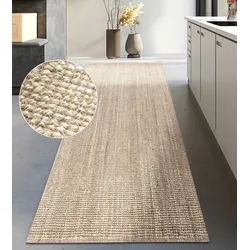 Teppich MY HOME "Avot Juteteppich", beige (naturweiß), B:80cm H:10mm L:200cm, Jute, Teppiche, 100% Jutefaser, Läufer, Esszimmer, Wohnzimmer, Skandi