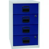 BISLEY Home Standcontainer lichtgrau, oxfordblau 4 Auszüge Kunststoff-Muldengriff schwarz 41,3 x 40,0 x 67,2 cm