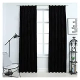 vidaXL Verdunkelungsvorhänge mit Haken 2 Stk. Samt Schwarz 140x175 cm
