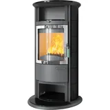 Kaminofen HARK 17 NH GT FlameKat 7 kW - Ofenkacheln: schwarz-glänzend - Korpus: titan/verchromt