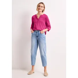 STREET ONE Tunikashirt STREET ONE, Damen, Gr. 36, pink (magenta dream), Web, 100% Baumwolle, unifarben, comfort fit normal, Rundhals, elastischer Bund, Shirts, mit 3/4 Ärmeln