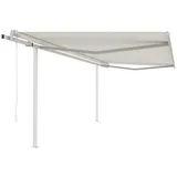 vidaXL Automatisch Gelenkarmmarkise 450 x 350 cm cremeweiß inkl. Pfosten 3070047